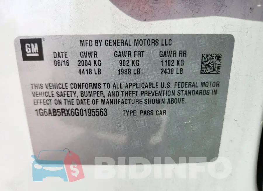 1G6AB5RX6G0195563 Photo# 13