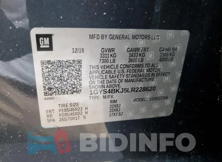 1GYS4BKJ5LR228620 Photo# 13