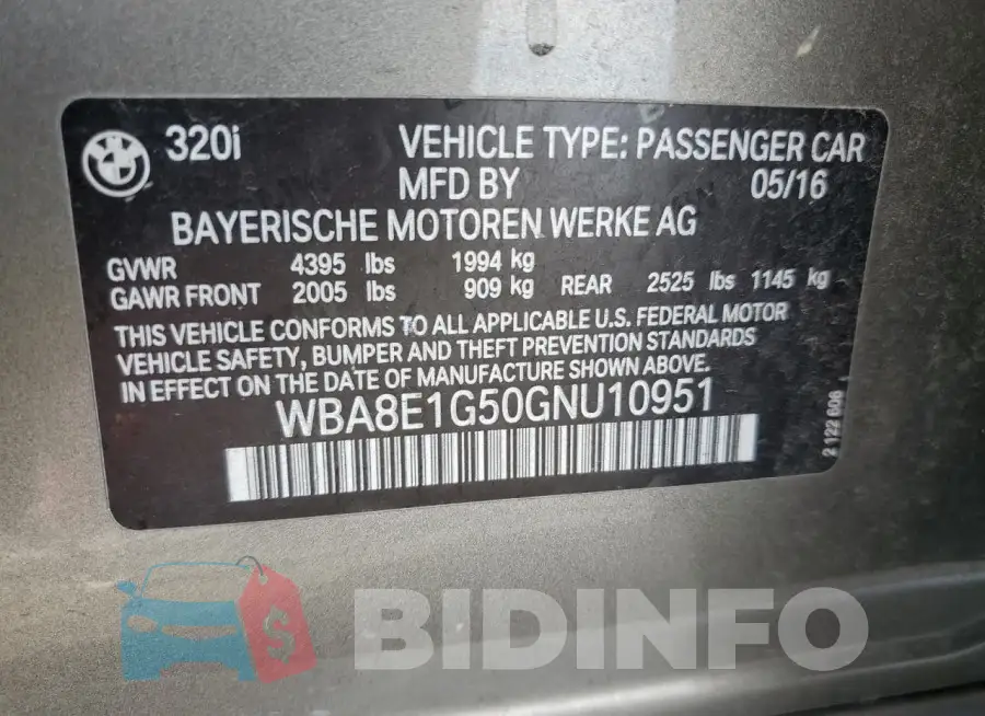 WBA8E1G50GNU10951 Photo# 12