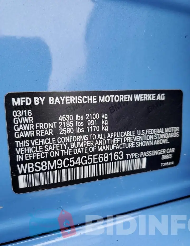 WBS8M9C54G5E68163 Photo# 13