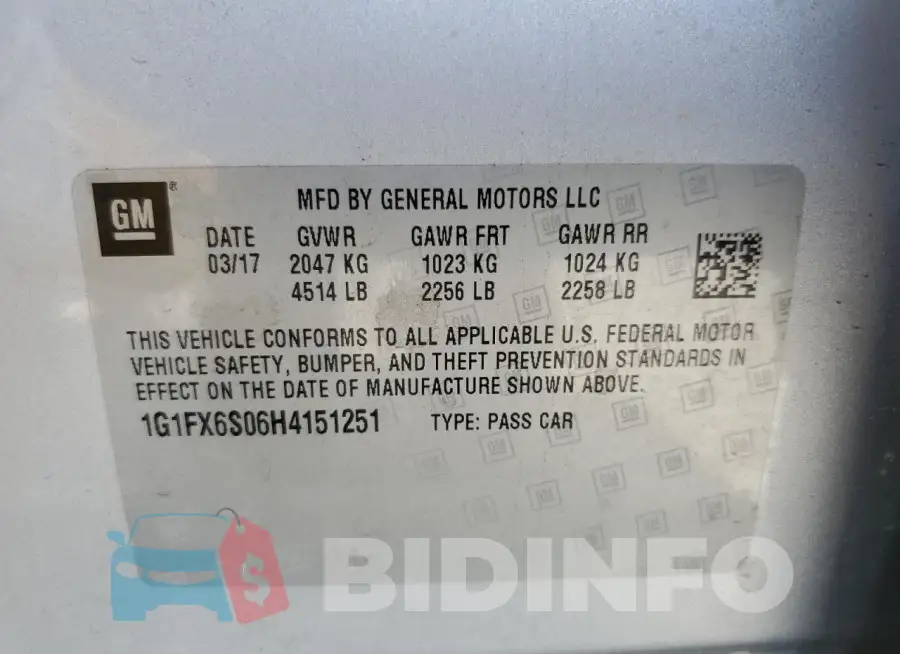 1G1FX6S06H4151251 Photo# 13