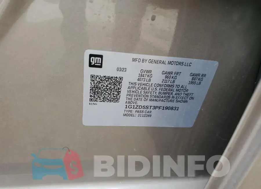1G1ZD5ST3PF190831 Photo# 12
