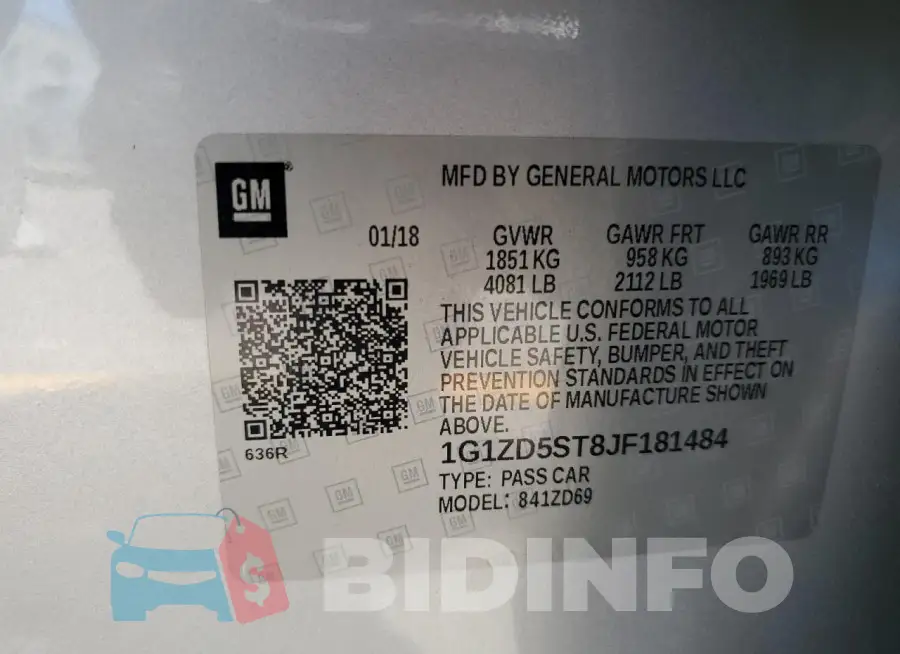 1G1ZD5ST8JF181484 Photo# 12