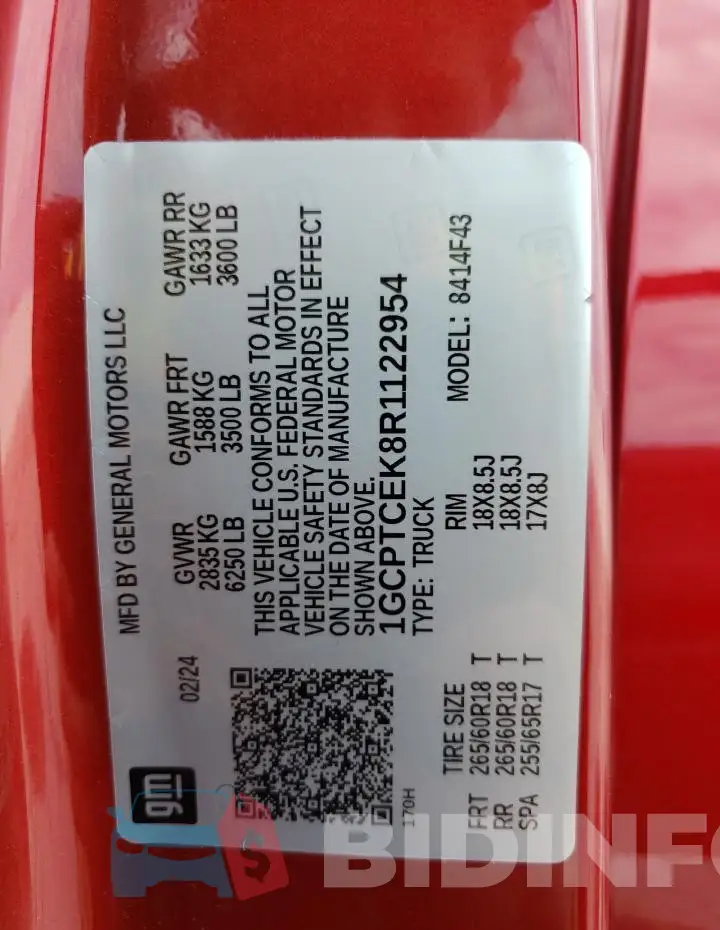 1GCPTCEK8R1122954 Photo# 12