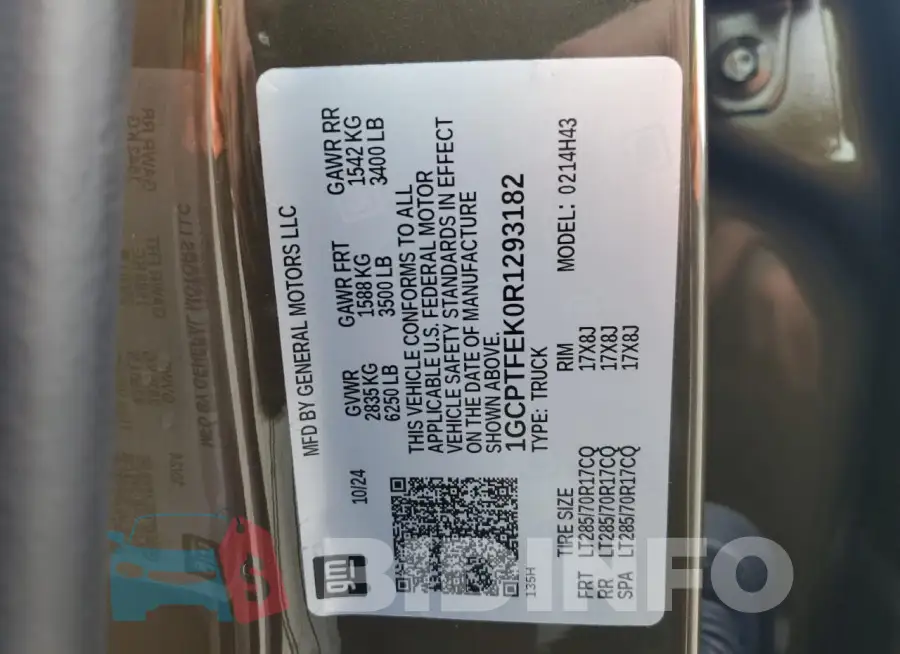 1GCPTFEK0R1293182 Photo# 13