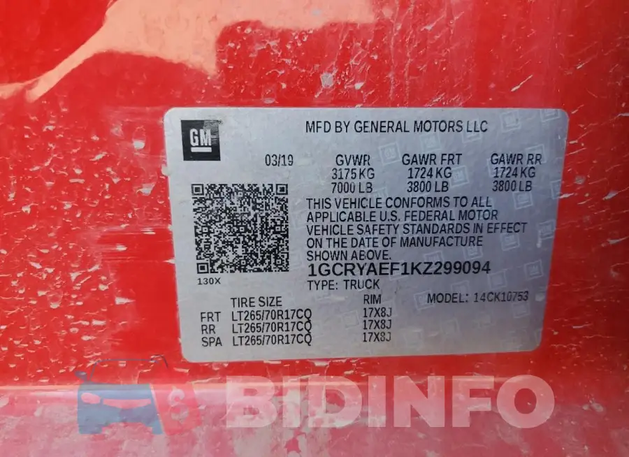 1GCRYAEF1KZ299094 Photo# 12