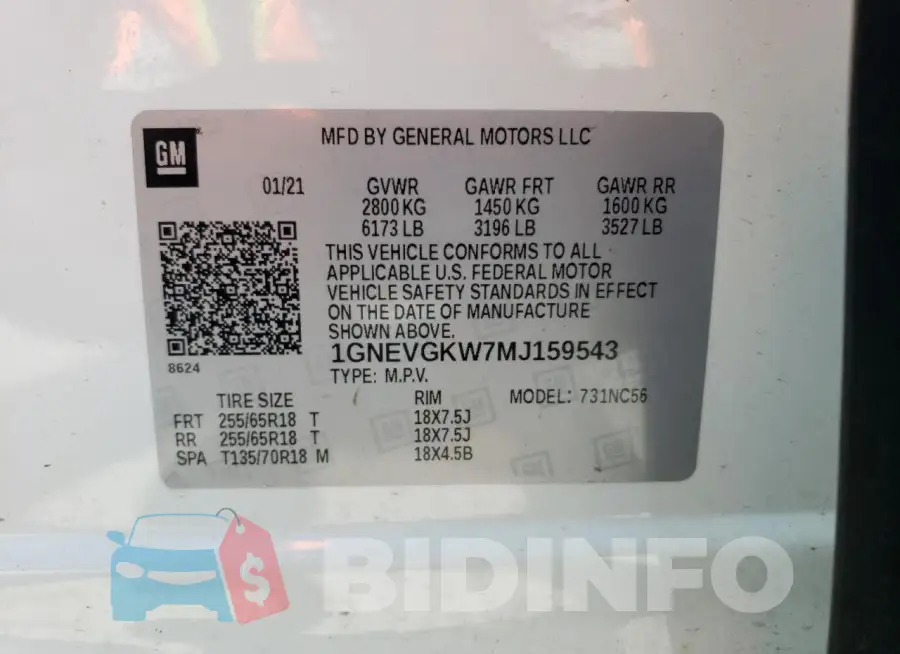1GNEVGKW7MJ159543 Photo# 13