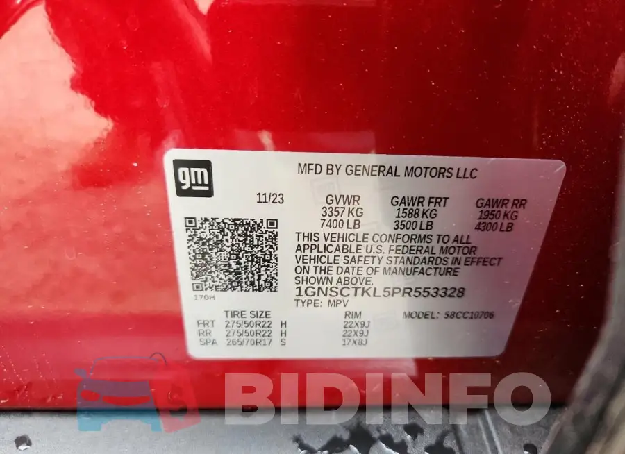 1GNSCTKL5PR553328 Photo# 13