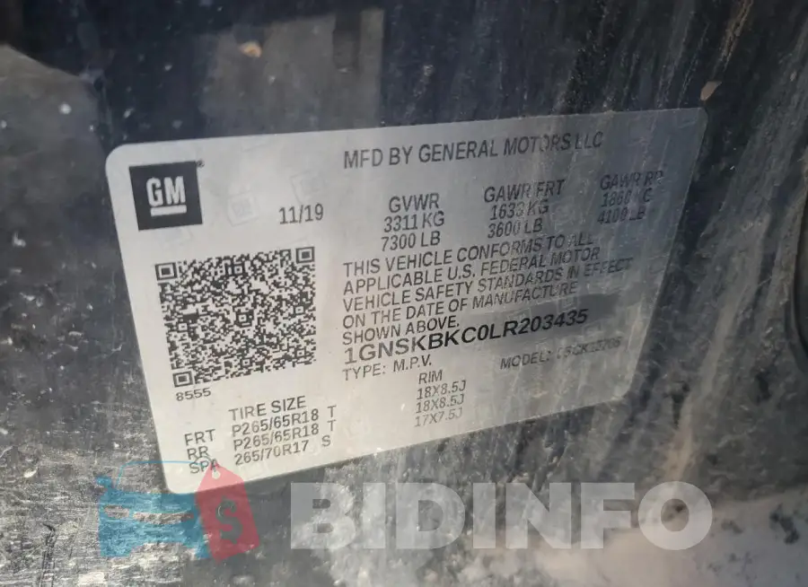 1GNSKBKC0LR203435 Photo# 13