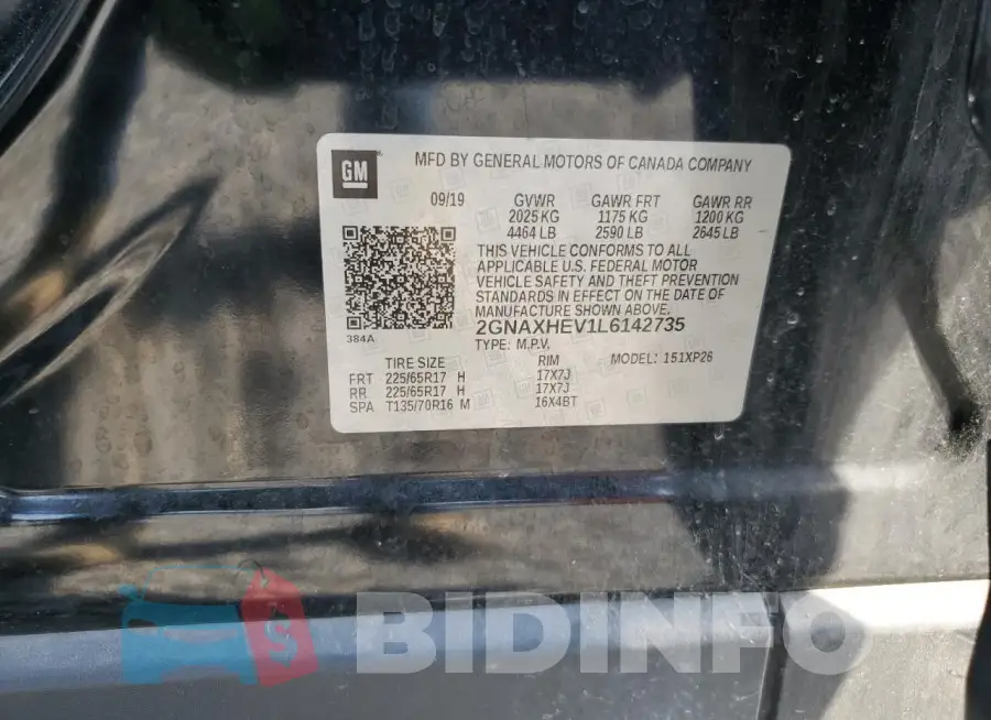 2GNAXHEV1L6142735 Photo# 13