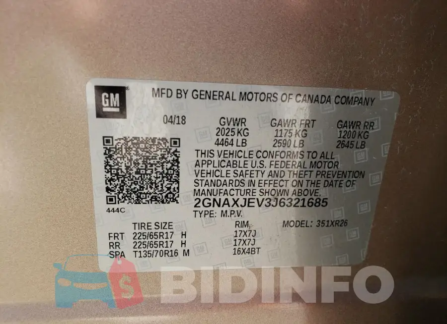 2GNAXJEV3J6321685 Photo# 13