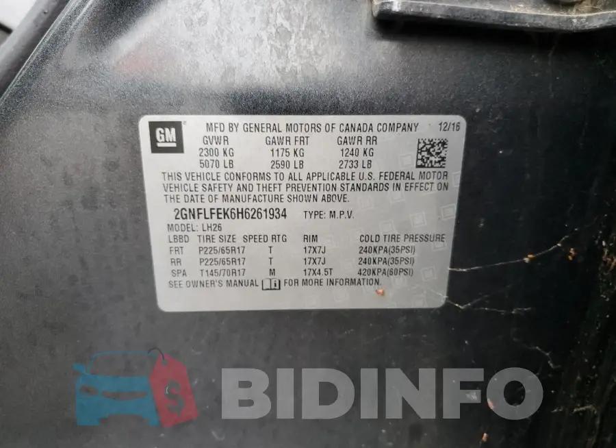 2GNFLFEK6H6261934 Photo# 12