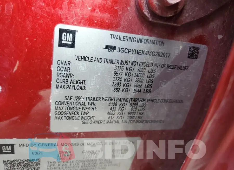 3GCPYBEK4MG282917 Photo# 12