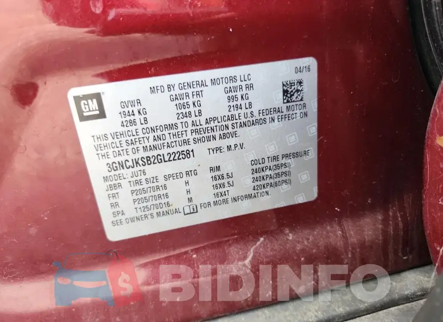 3GNCJKSB2GL222581 Photo# 13
