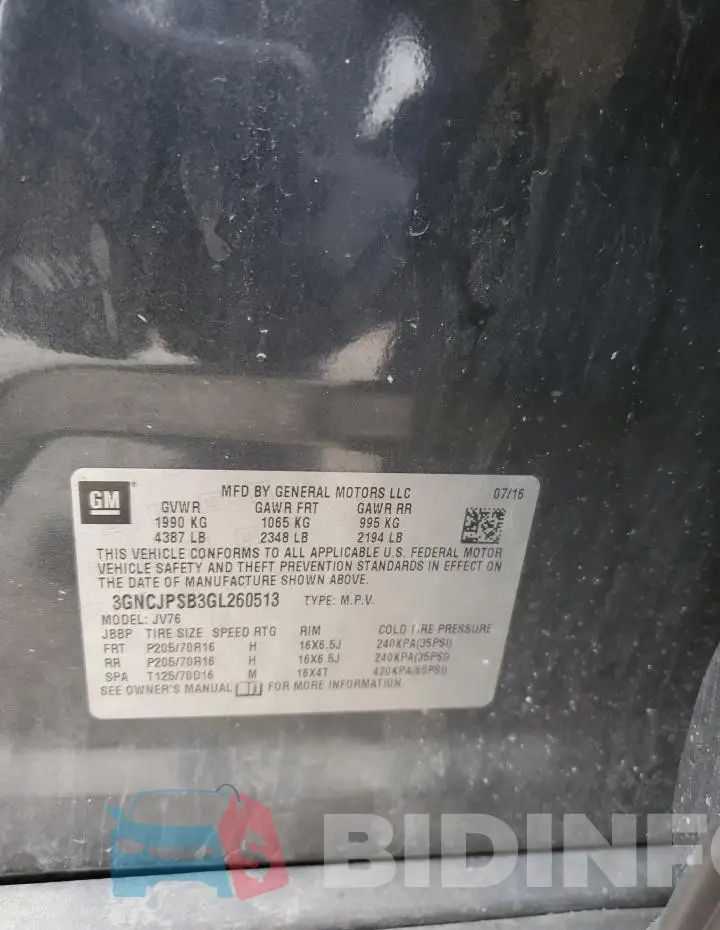 3GNCJPSB3GL260513 Photo# 13
