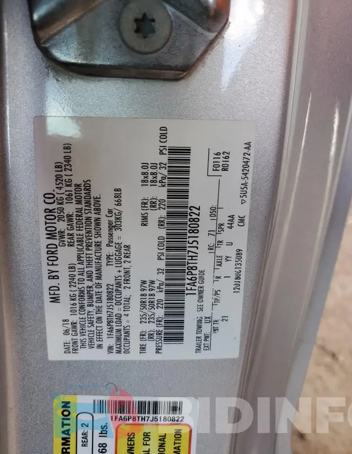 1FA6P8TH7J5180822 Photo# 13