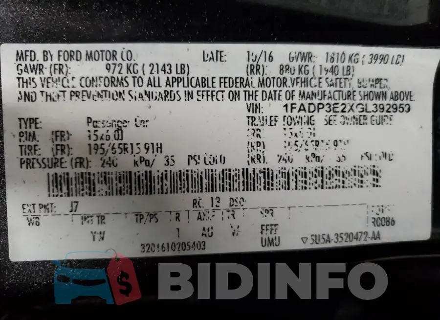 1FADP3E2XGL392959 Photo# 12