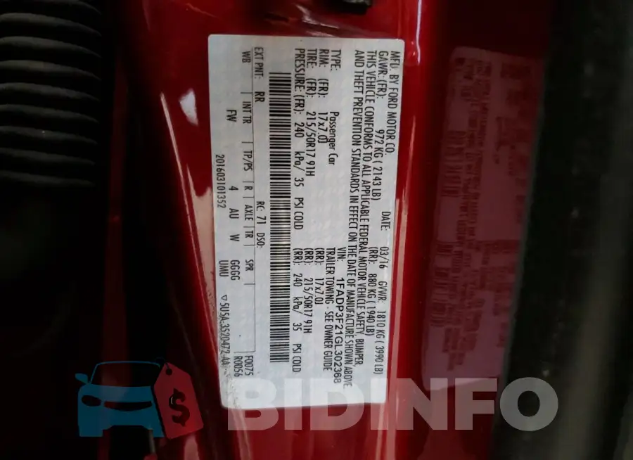 1FADP3F21GL302368 Photo# 12