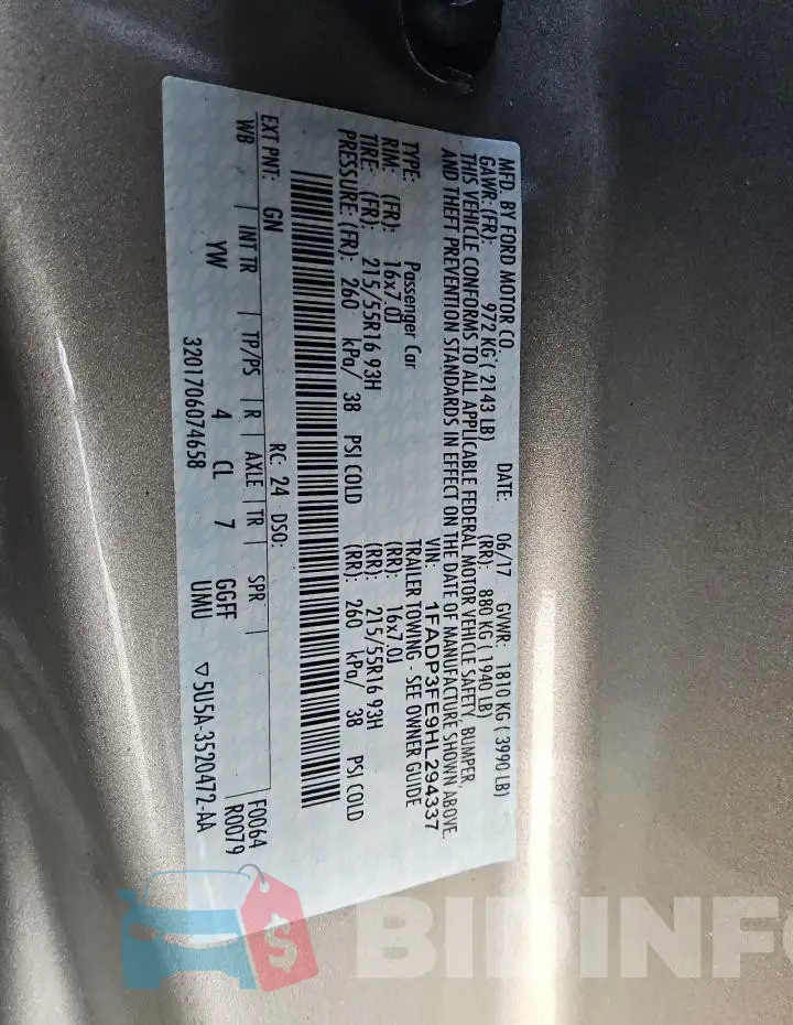 1FADP3FE9HL294337 Photo# 12