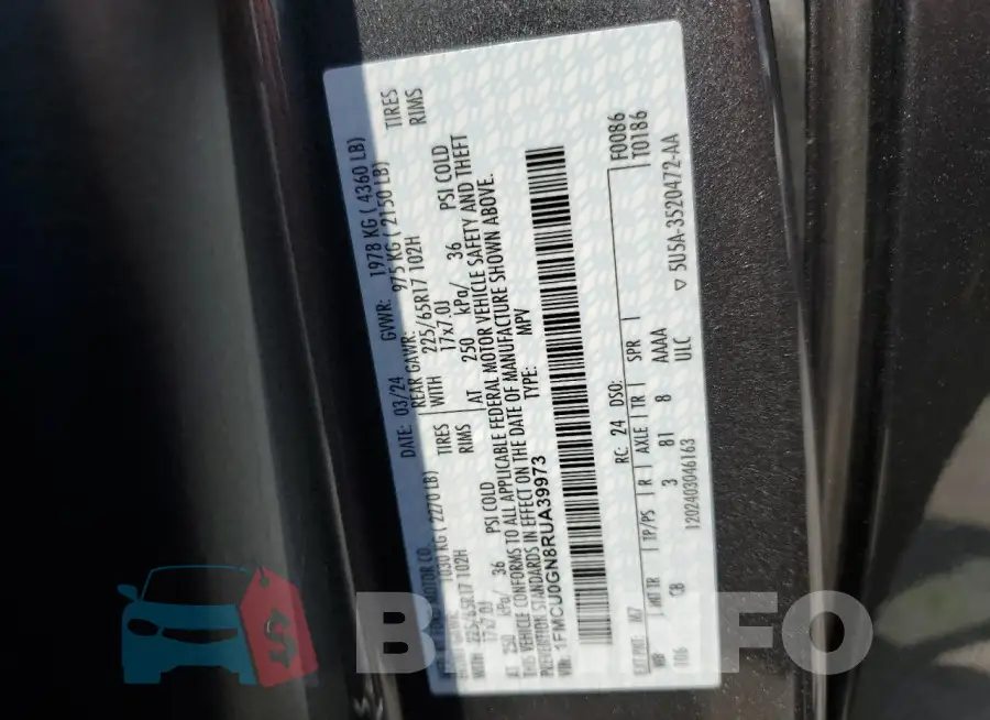 1FMCU0GN8RUA39973 Photo# 14