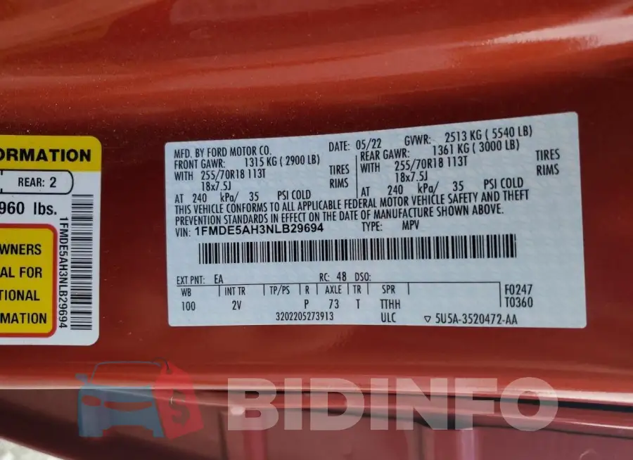 1FMDE5AH3NLB29694 Photo# 13