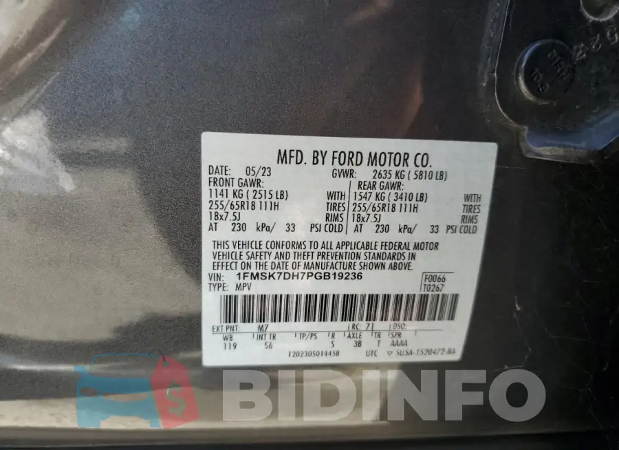 1FMSK7DH7PGB19236 Photo# 14