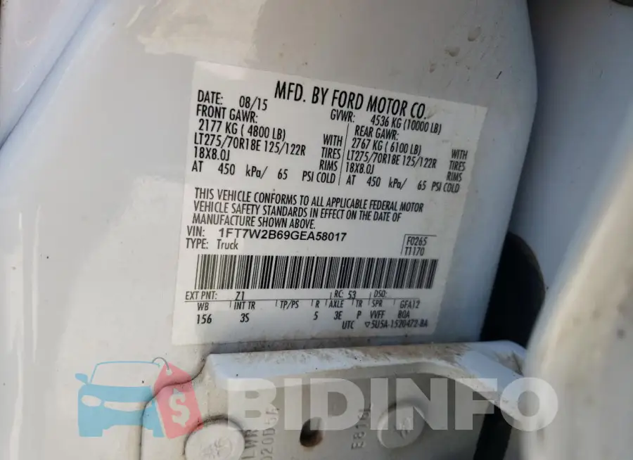 1FT7W2B69GEA58017 Photo# 12