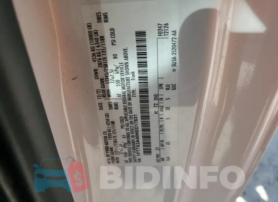 1FT7X2A60NED17831 Photo# 12