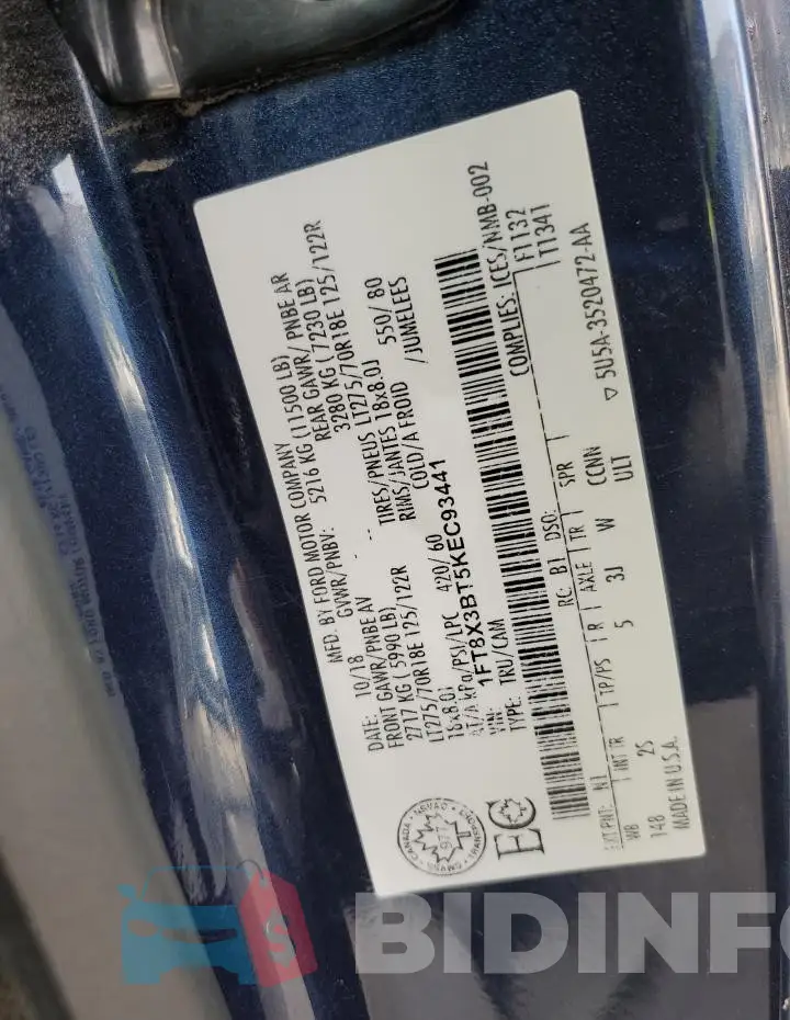 1FT8X3BT5KEC93441 Photo# 12