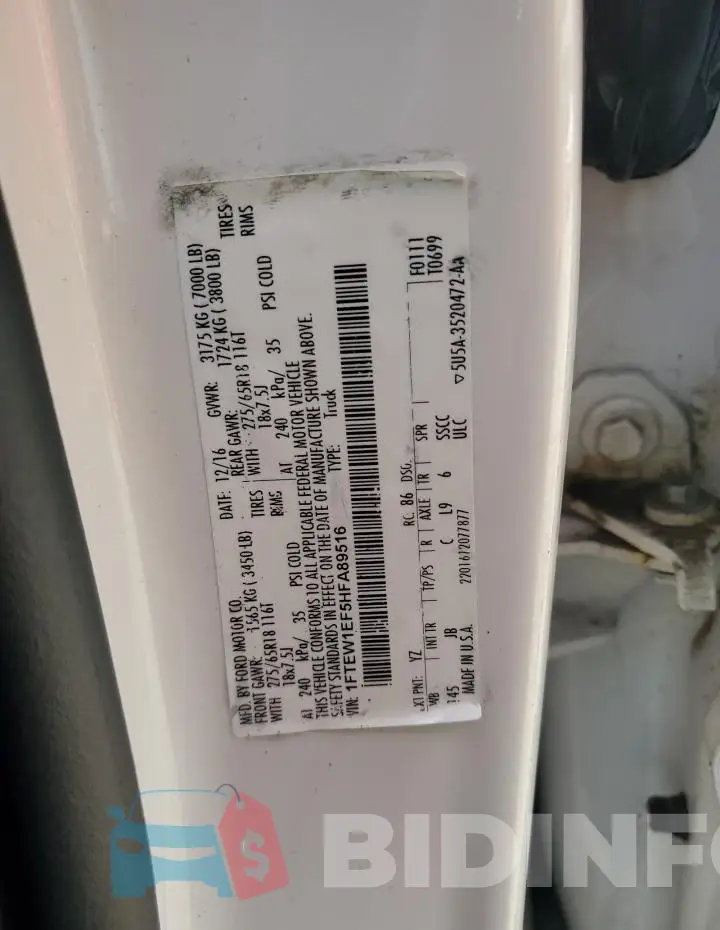 1FTEW1EF5HFA89516 Photo# 12