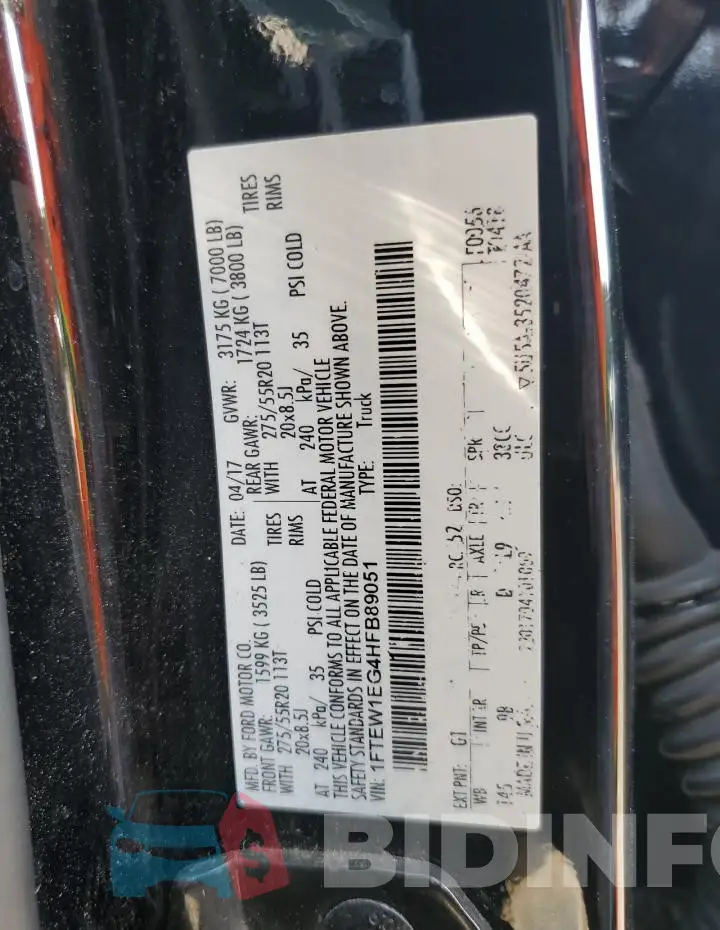 1FTEW1EG4HFB89051 Photo# 13