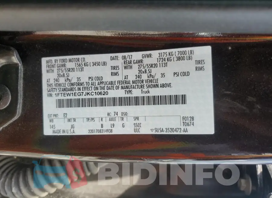 1FTEW1EG7JKC10620 Photo# 13