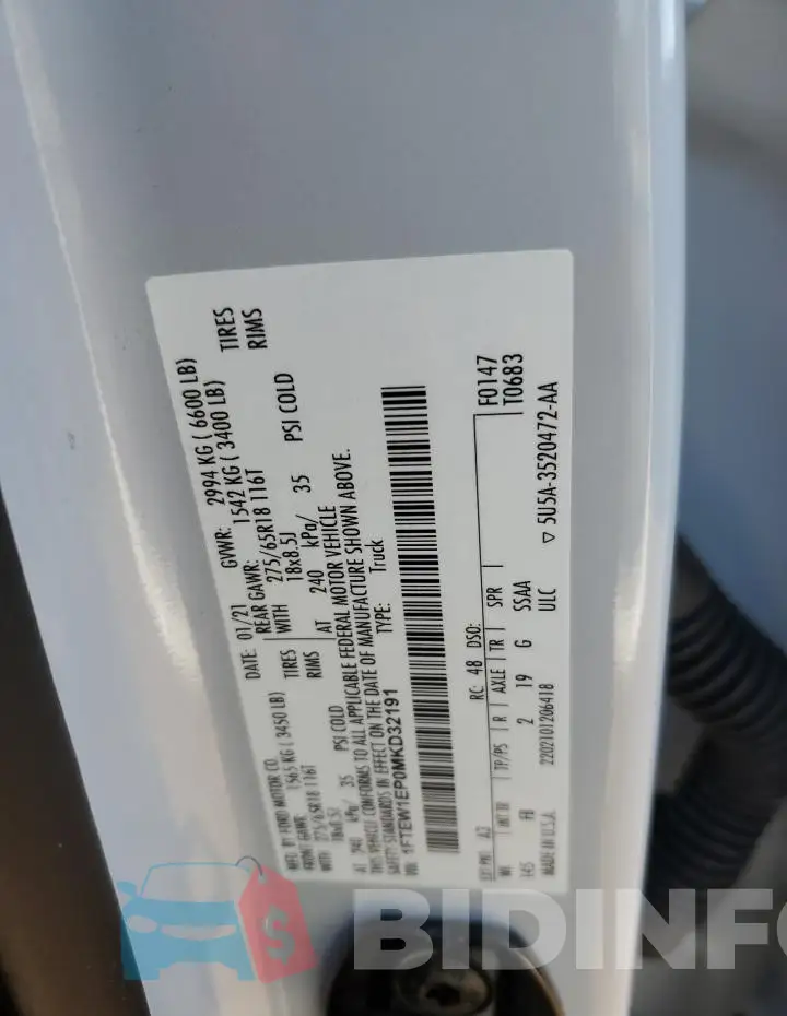 1FTEW1EP0MKD32191 Photo# 12