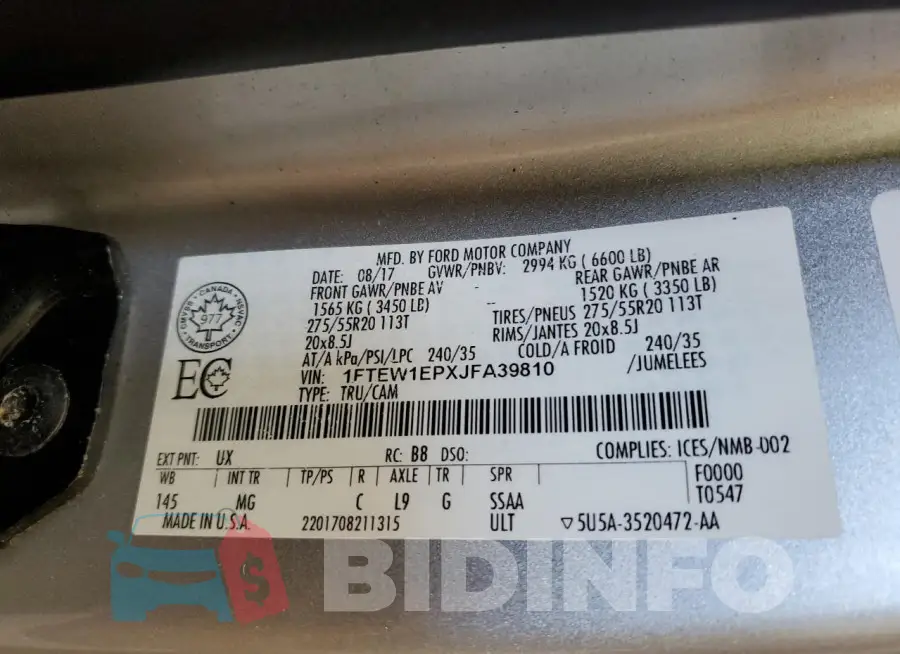 1FTEW1EPXJFA39810 Photo# 12