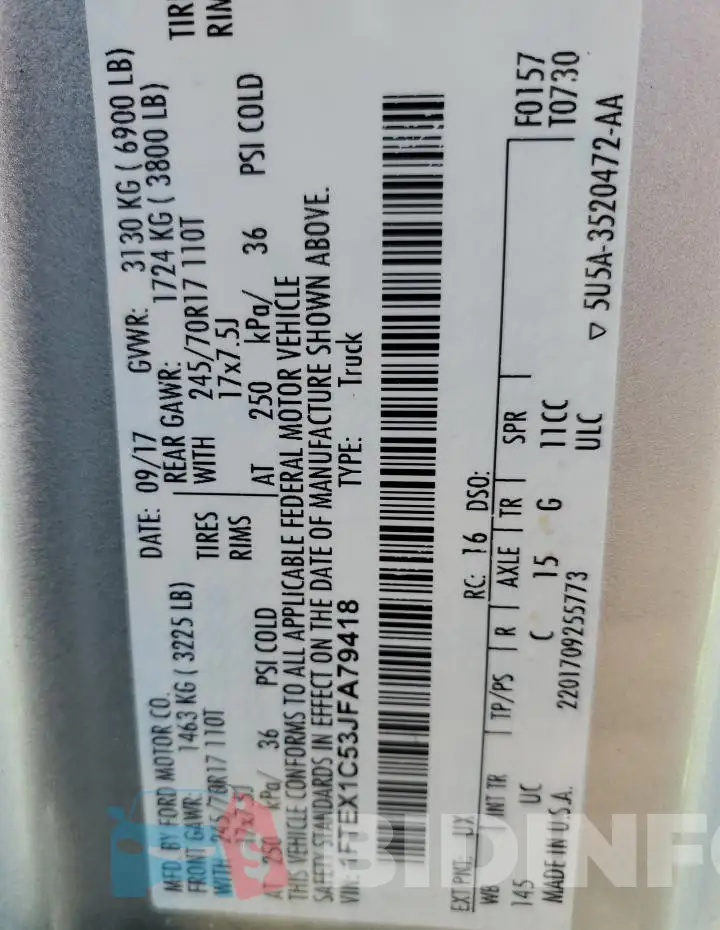 1FTEX1C53JFA79418 Photo# 12