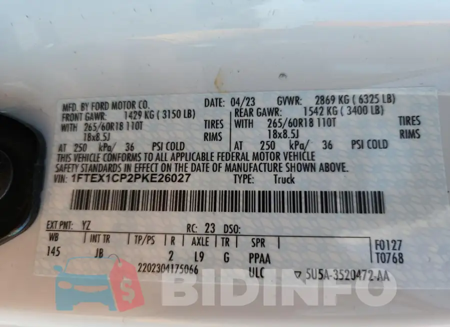 1FTEX1CP2PKE26027 Photo# 12