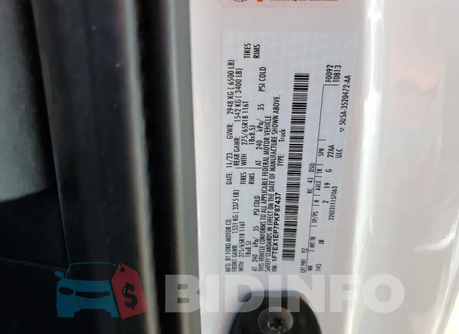 1FTEX1EP7PKF87437 Photo# 12