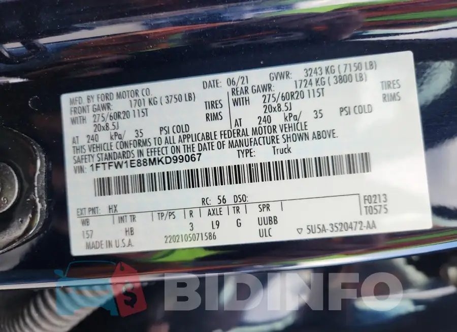 1FTFW1E88MKD99067 Photo# 12
