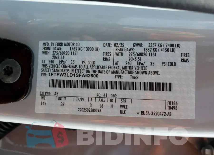 1FTFW3LD1SFA62600 Photo# 12