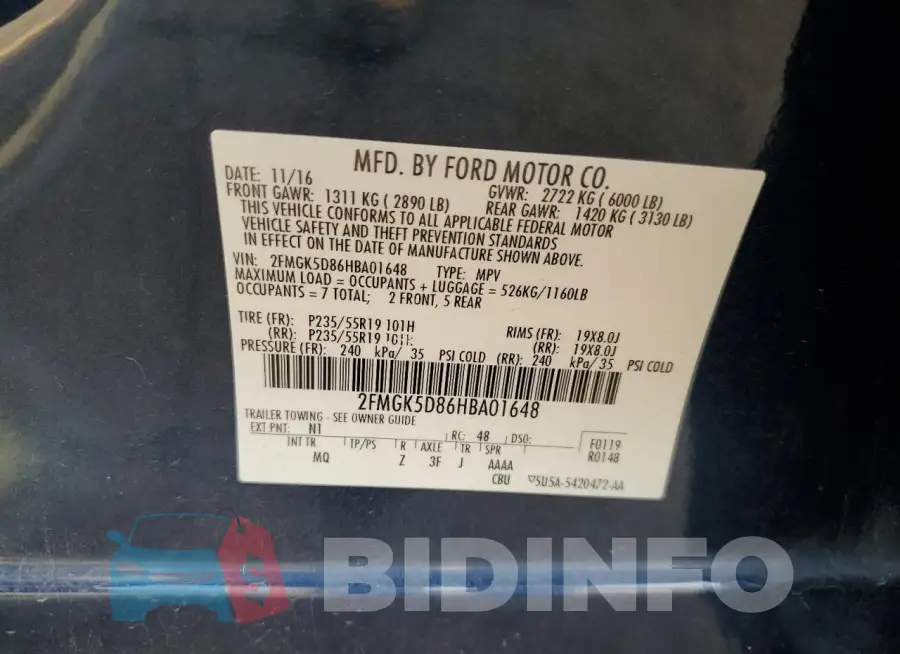 2FMGK5D86HBA01648 Photo# 14