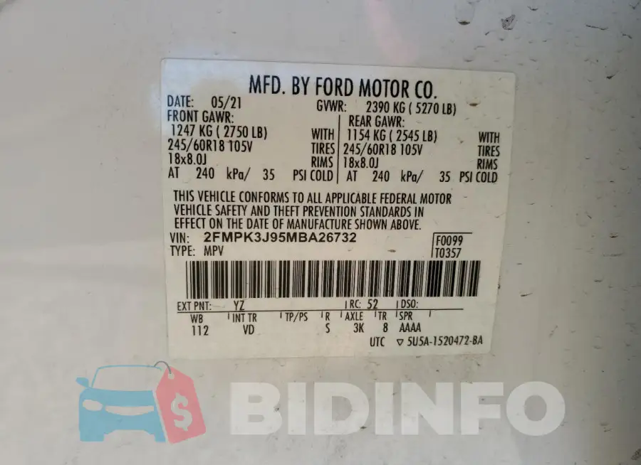 2FMPK3J95MBA26732 Photo# 13