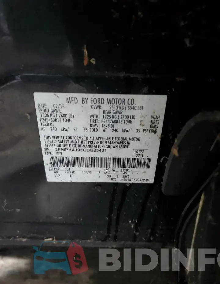 2FMPK4J93GBB25401 Photo# 13