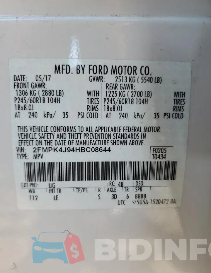2FMPK4J94HBC08644 Photo# 13