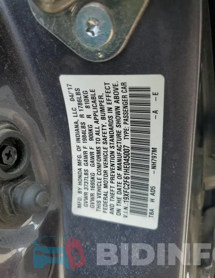 19XFC2F61HE045007 Photo# 12