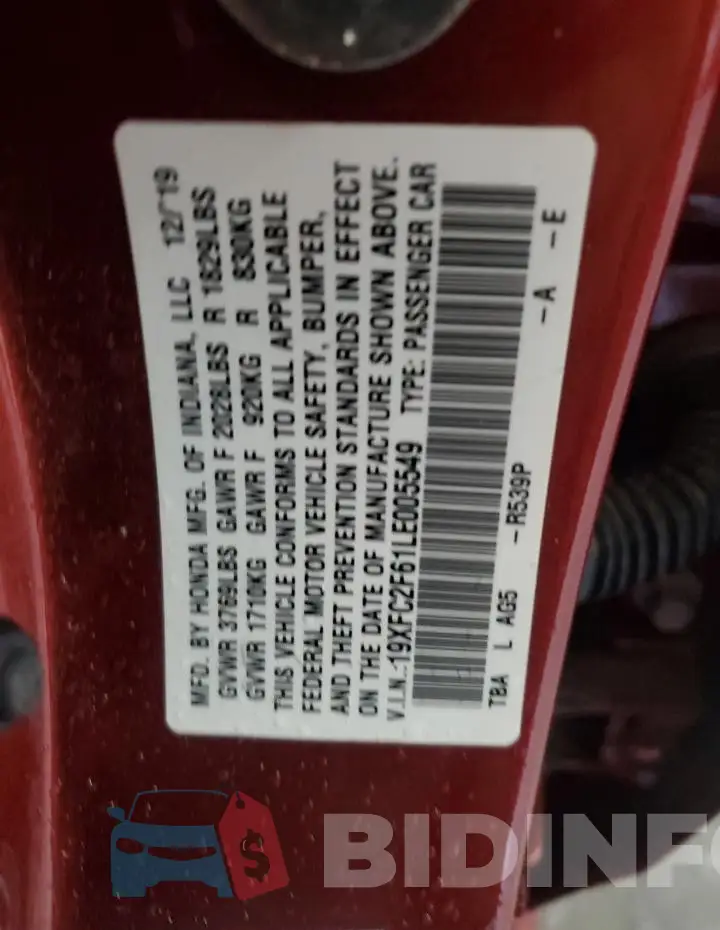 19XFC2F61LE005549 Photo# 12