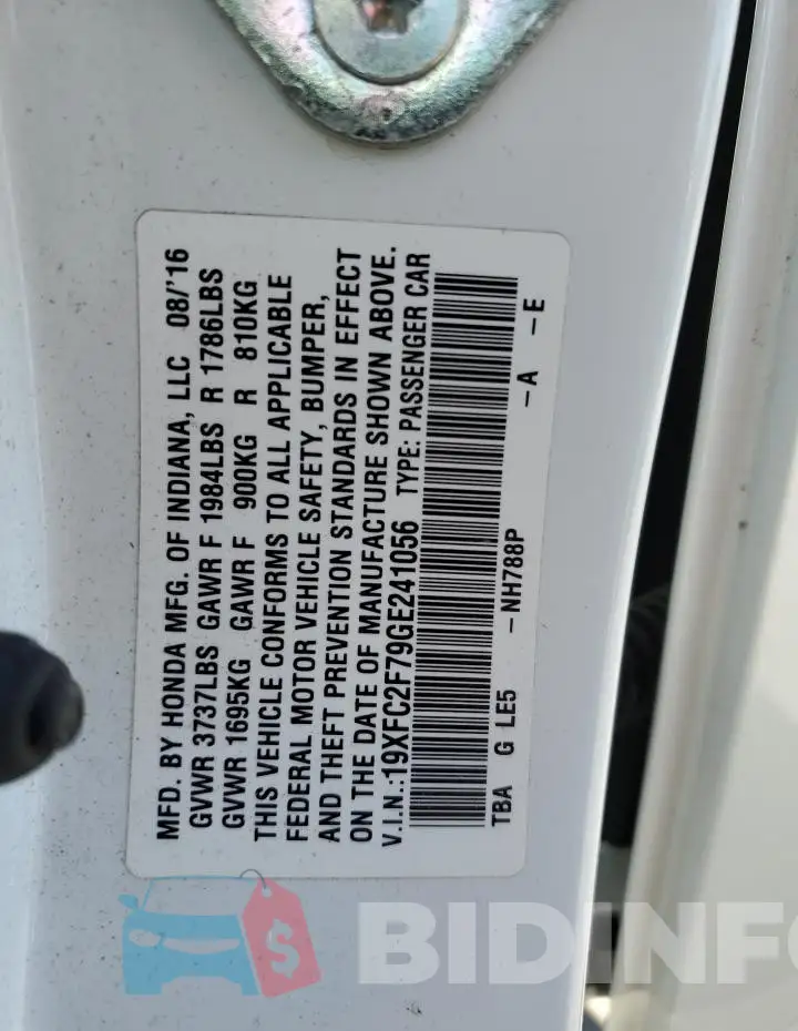 19XFC2F79GE241056 Photo# 12