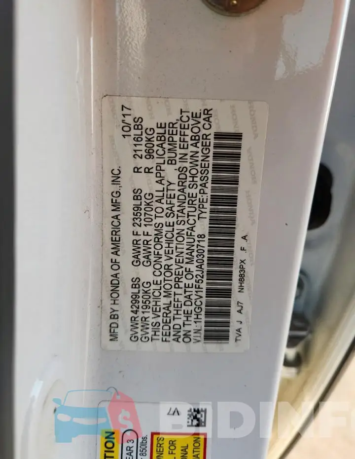 1HGCV1F52JA030718 Photo# 12