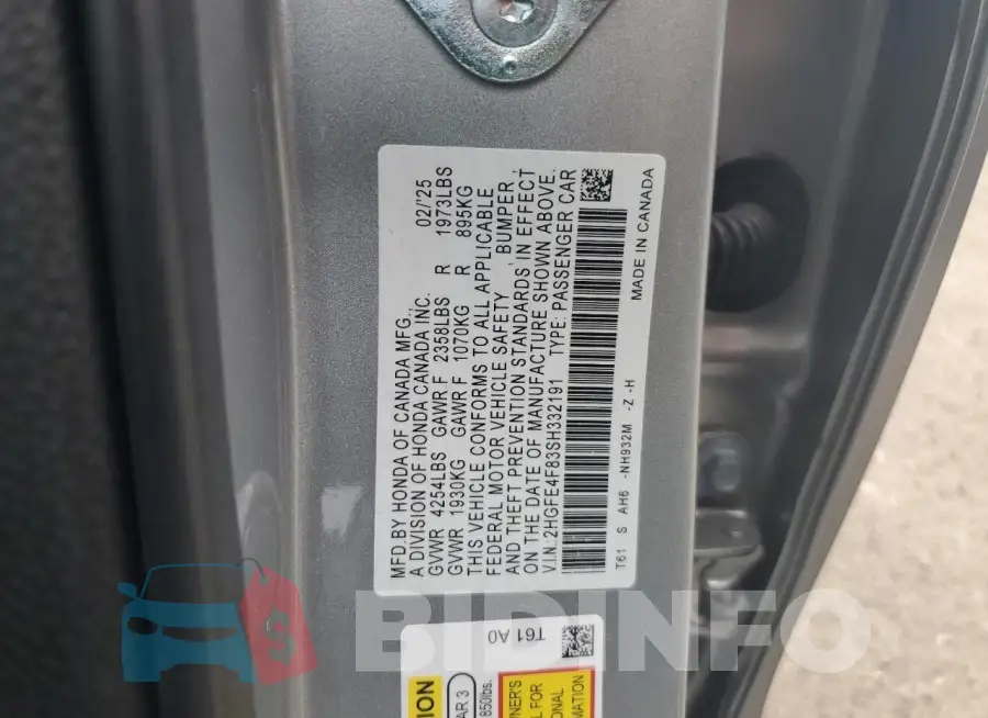 2HGFE4F83SH332191 Photo# 12