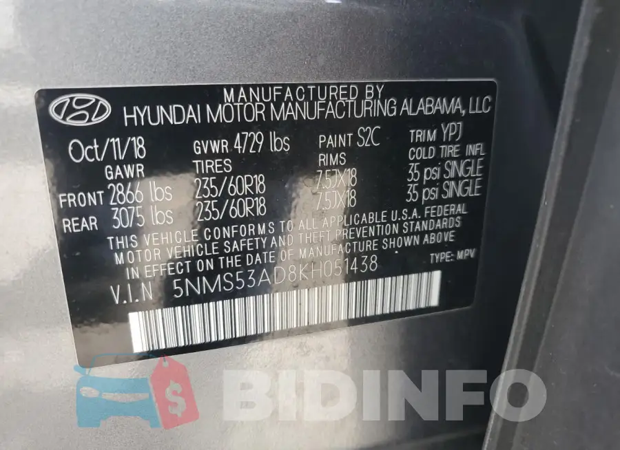 5NMS53AD8KH051438 Photo# 13