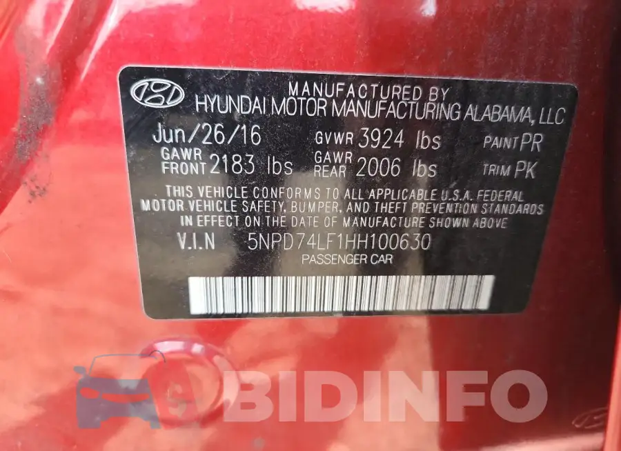 5NPD74LF1HH100630 Photo# 12